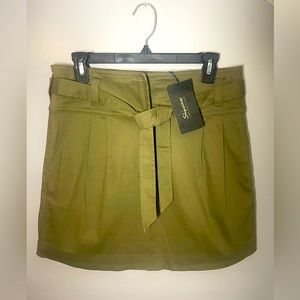 NWT Shinestar Green High-Waisted Denim Skirt with Attached Belt Size L